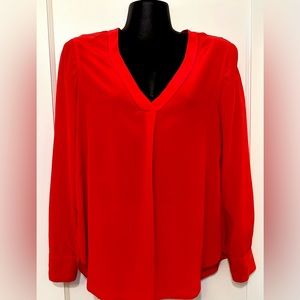 J Crew Silk Long Sleeve V-Neck Blouse